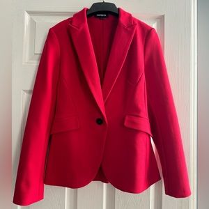 Express Soft & Sleek Peak Lapel One Button Blazer in Kodak Red